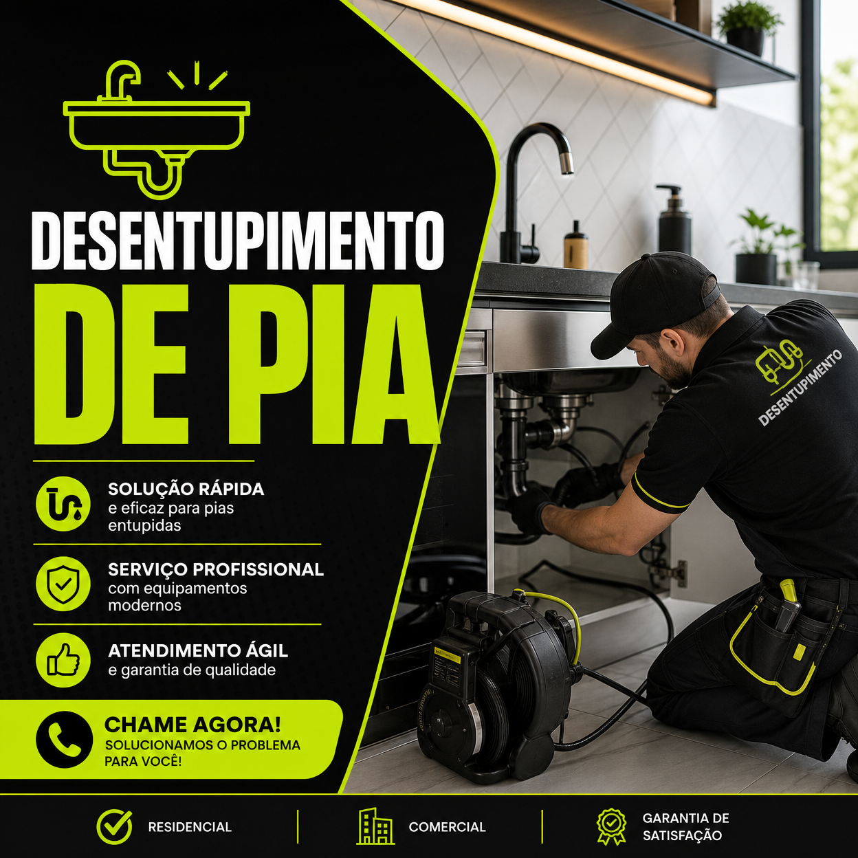 Desentupimento de pia em Patrocínio MG